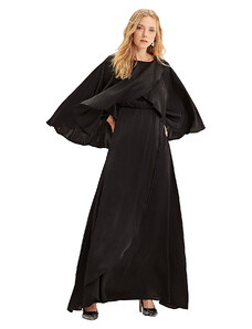 Mizalle Pelerinli Elbise (Siyah)