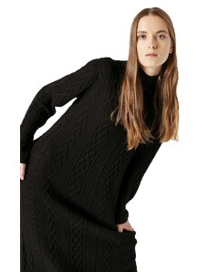 Mizalle Uzun Triko Elbise (Siyah)