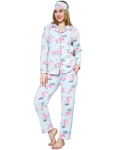 Akbeniz Kadın Önden Düğmeli Lila Polar Pijama Takımı 8047