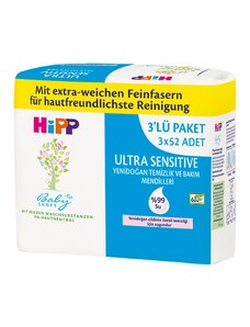 Hipp Ultra Sensitive Yenidoğan Temizlik ve Bakım Mendilleri 3x52 Adet
