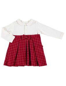 For My Baby Kış Kız Bebek Masal Bebe Yaka Fiyonk Detaylı Pileli Elbise - Kırmızı