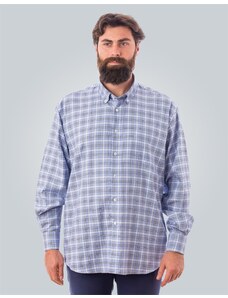 TUDORS Klasik Fit Uzun Kollu Oxford Ekose Erkek Gömlek