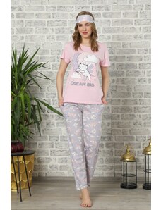 Akbeniz Kadın Pembe Renk Pamuklu Cepli Kısa Kol Pijama Takım 2517