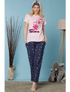 Akbeniz Kadın Açık Pembe Renk Pamuklu Cepli Kısa Kol Pijama Takım 2524