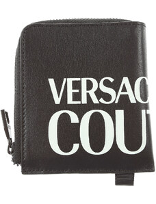 Versace Jeans Couture Erkekler İçin Deri ve Kumaş Cüzdanlar, Siyah, Deri, 2024