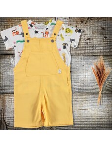 Midimod Yaz Erkek Bebek Timsah Süprem Tshirt - Gabardin Salopet Takım Sarı