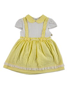 Mymio Yaz Kız Bebek Çiçekli İnterlok Kısa Kol Bebe Yaka Tek Elbise - Sarı