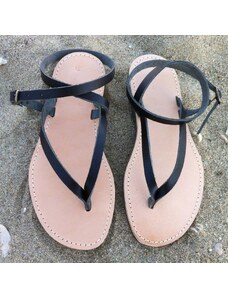 Grecian Sandals Black Ankle Strap Leather Sandals