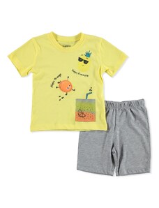 Tuffy Erkek Bebek Mutlu Meyveler 2li Tshirt-Şort Takım - Sarı