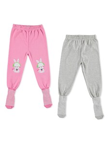 HelloBaby Basic Bebek 2li Çoraplı Pijama Pantolon - Pembe
