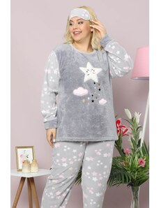 Akbeniz Welsoft Polar Kadın Büyük Beden Pijama Takımı 8073