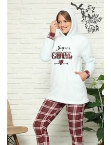 Akbeniz Welsoft Polar Kapşonlu Taytlı Kadın Pijama Takımı 8090