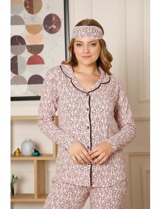 Akbeniz Kadın Pamuklu Düğmeli Cepli Şardonlu Uzun Kol Pijama Takım 2495
