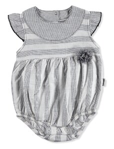 Bebemania Bebek Çizgili-Kareli Elbise Body - Füme