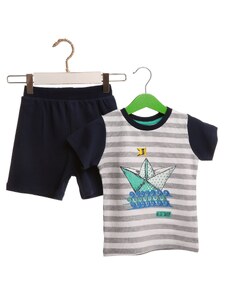 HelloBaby Yaz Erkek Bebek Denizci Tshirt-Şort Takım - Lacivert