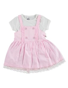 BabyZ Bebek Tavşan Düğmeli Elbise-Sweatshirt - Pembe