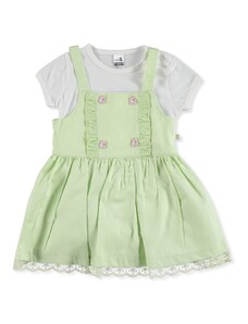 BabyZ Bebek Tavşan Düğmeli Elbise-Sweatshirt - Yeşil