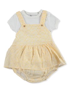 BabyZ Bebek Şal Desenli Salopet-Tshirt - Sarı