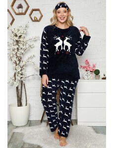 Akbeniz Welsoft Polar Kadın Büyük Beden Pijama Takımı 8117