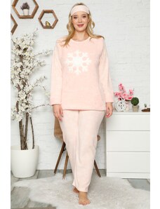 Akbeniz Welsoft Polar Kadın Büyük Beden Pijama Takımı 8119