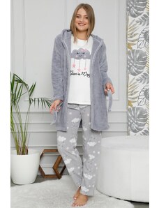 Akbeniz Welsoft Polar Kadın 3'lü Pijama Takımı 8109