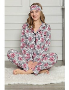 Akbeniz Kadın %100 Pamuk Önden Düğmeli Uzun Kol Pijama Takım 2725