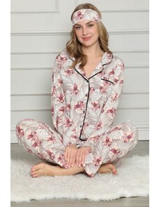 Akbeniz Kadın %100 Pamuk Önden Düğmeli Uzun Kol Pijama Takım 2726