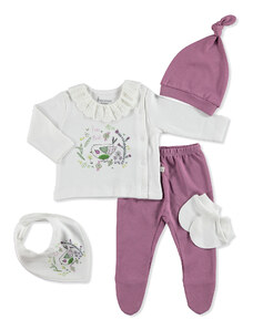 Bebbek Rain Lilac 5li Kutulu Bebek Hastane Çıkışı Seti - Lila