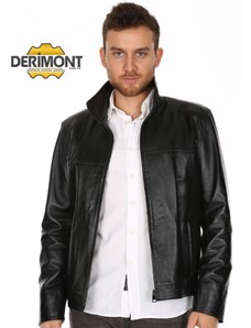Derimont's Hakiki Deri Siyah Jack Düz Kesim Erkek Deri Ceket