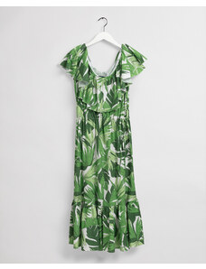 GANT Kadın Yeşil V Yaka Desenli Elbise