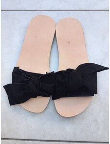 Grecian Sandals Bow Suede Leather Slides - Multiple Colors