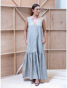 Luciee Linen Maxi Dress In Grey - Juliana