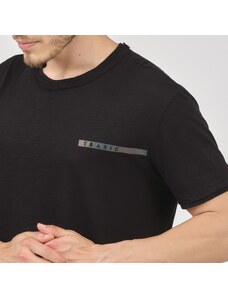 Tbasic Pis Dikiş Flamlı T-shirt - Siyah