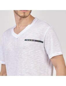 Tbasic Pis Dikiş Flamlı V Yaka T-shirt - Beyaz
