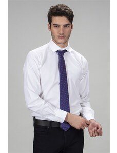 TUDORS Modern Slim Fit Uzun Kollu Dar Kesim Leke Tutmaz Erkek Beyaz Gömlek