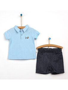 For My Baby Polo Yaka Tshirt-Şort 2li Takım - Açık Mavi