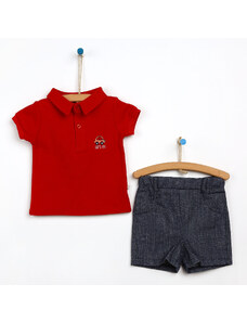 For My Baby Polo Yaka Tshirt-Şort 2li Takım - Kırmızı