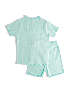 HelloBaby Basic Ribanalı Kız Bebek Tshirt-Tayt 2li Takım - Mint