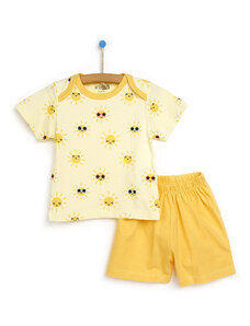 HelloBaby Basic Kız Bebek Baharlık Kısa Kollu Pijama Takımı - Sarı