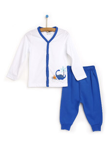 HelloBaby Basic Erkek Bebek Baharlık Çıtçıtlı Pijama Takımı - Lacivert