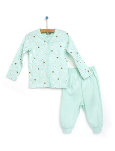 HelloBaby Basic Kız Bebek Baharlık Çıtçıtlı Pijama Takımı - Mint
