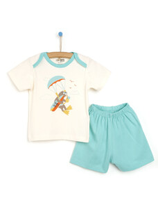 HelloBaby Basic Erkek Bebek Baharlık Kısa Kollu Pijama Takımı - Mint