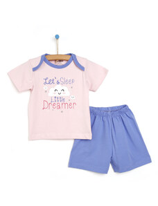 HelloBaby Basic Kız Bebek Baharlık Kısa Kollu Pijama Takımı - Mor