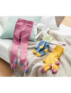 Tchibo 3 Çift Organik Pamuklu Külotlu Çorap, Sarı, Pembe, Mavi