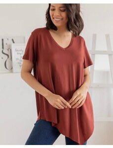 KPY V Yaka Yan Uzun Kadın Basic Tişört