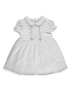 Mymio Yaz Kız Bebek Puanlı İnterlok Kısa Kol Bebe Yaka Tek Elbise - Gri