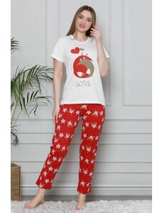 Akbeniz Kadın %100 Pamuk Penye Kısa Kol Pijama Takım 3318