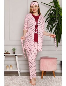 Akbeniz Kadın %100 Pamuk 3'lü Sabahlık Pijama Takım 1119