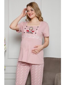 Akbeniz Kadın %100 Pamuklu Hamile Pijama Takımı 4508