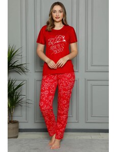Akbeniz Kadın %100 Pamuk Penye Kısa Kol Pijama Takım 3390